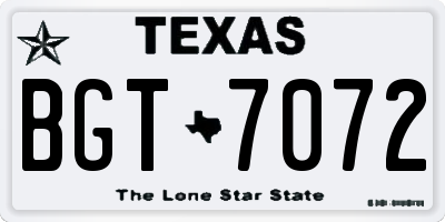 TX license plate BGT7072