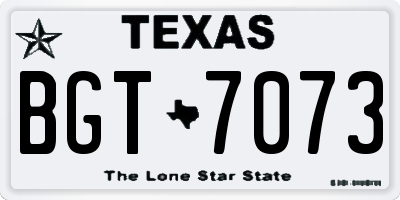 TX license plate BGT7073