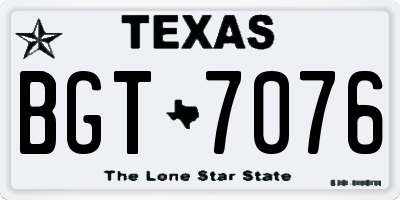 TX license plate BGT7076