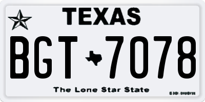 TX license plate BGT7078