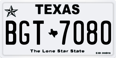 TX license plate BGT7080