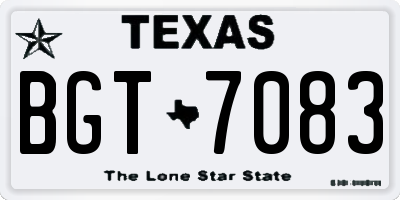 TX license plate BGT7083