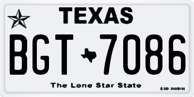 TX license plate BGT7086