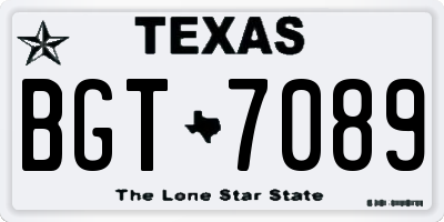 TX license plate BGT7089