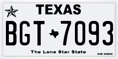 TX license plate BGT7093