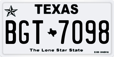 TX license plate BGT7098