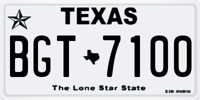 TX license plate BGT7100