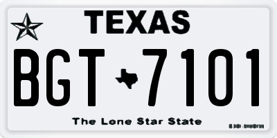 TX license plate BGT7101