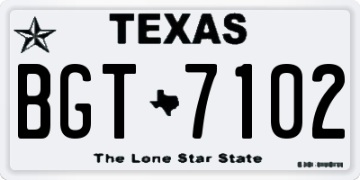 TX license plate BGT7102