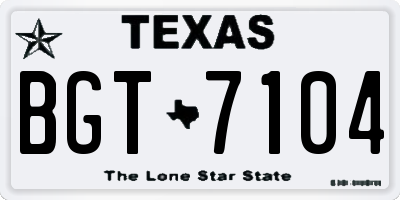 TX license plate BGT7104