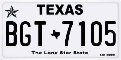 TX license plate BGT7105