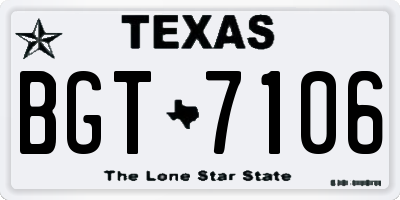 TX license plate BGT7106