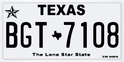 TX license plate BGT7108