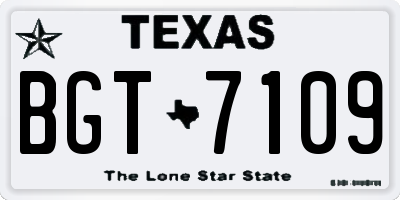TX license plate BGT7109