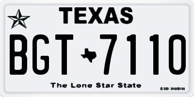 TX license plate BGT7110