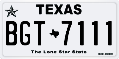 TX license plate BGT7111