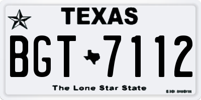 TX license plate BGT7112