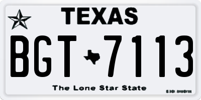 TX license plate BGT7113