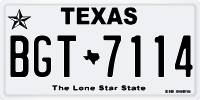 TX license plate BGT7114