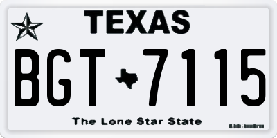 TX license plate BGT7115
