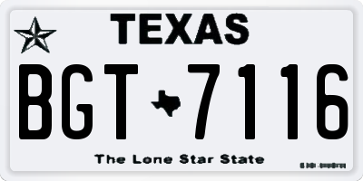 TX license plate BGT7116