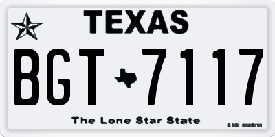 TX license plate BGT7117