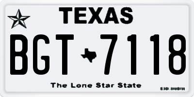 TX license plate BGT7118