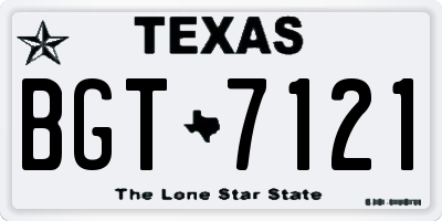TX license plate BGT7121