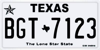 TX license plate BGT7123