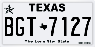 TX license plate BGT7127