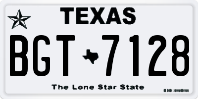 TX license plate BGT7128