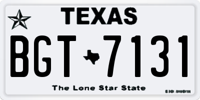 TX license plate BGT7131