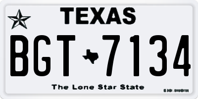 TX license plate BGT7134