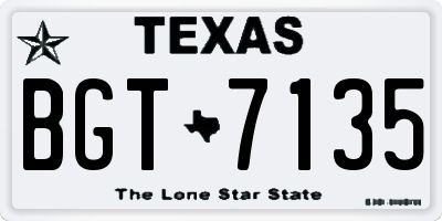 TX license plate BGT7135