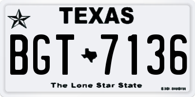 TX license plate BGT7136