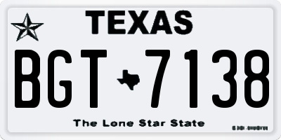 TX license plate BGT7138