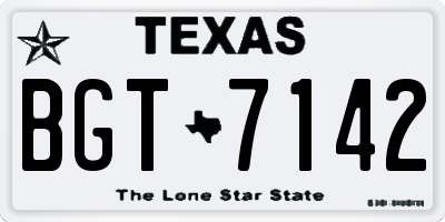 TX license plate BGT7142