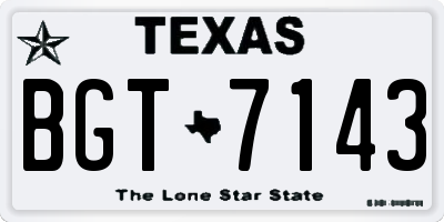 TX license plate BGT7143