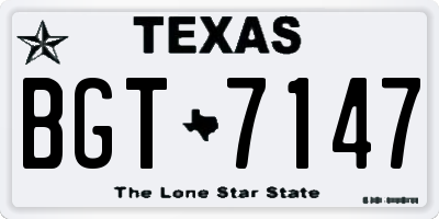 TX license plate BGT7147