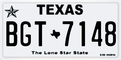 TX license plate BGT7148
