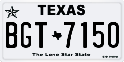 TX license plate BGT7150