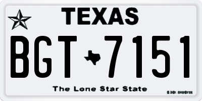 TX license plate BGT7151