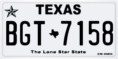 TX license plate BGT7158