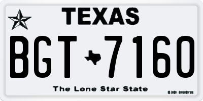 TX license plate BGT7160