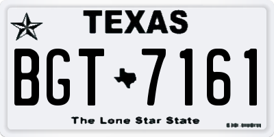 TX license plate BGT7161