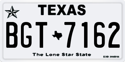 TX license plate BGT7162