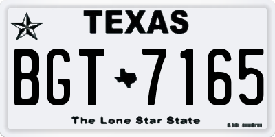 TX license plate BGT7165