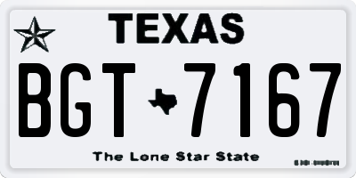 TX license plate BGT7167