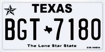 TX license plate BGT7180