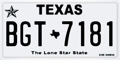 TX license plate BGT7181